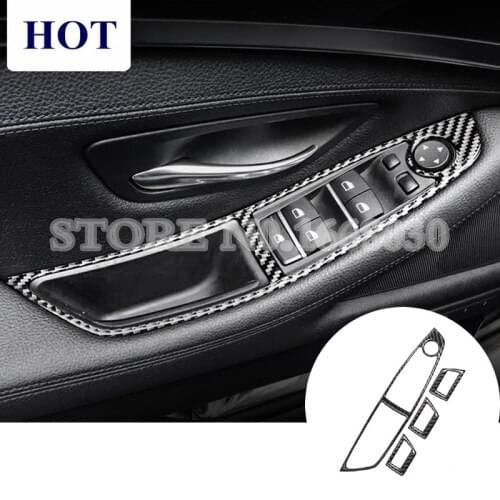 Carbon Fiber Door Armrest Window Switch Cover For BMW 5 Series F10 F11 2011-2015 4pcs Car accesories interior Car Trim