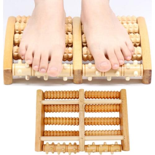 5 Wheel Wooden Foot Massager Roller Relieves Plantar Fasciitis Heel Arch Pain Stress Relief Acupressure Shiatsu Massage Tools
