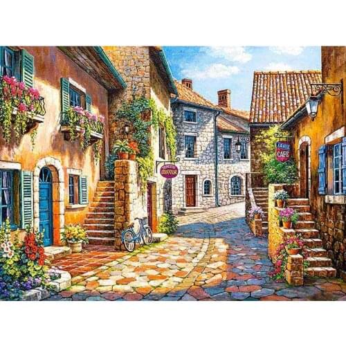 5D DIY Diamond Painting town street scenery Diamond Embroidery Mosaic Rhinestone Full Drill Cross Stitch Home Decor Gifts