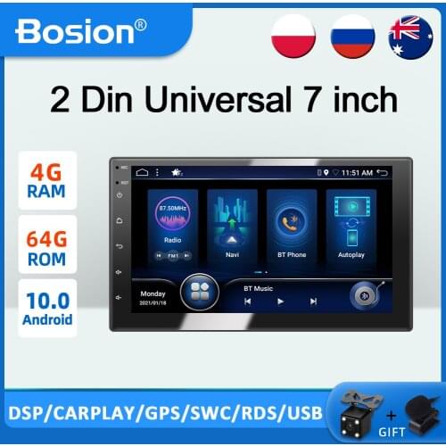 Bosion Car Radio Stereo Android 10.0 DSP IPS BT 5.0 Wifi GPS Navigation SWC Autoradio Head Unit DAB OBD Carplay Fast Boot