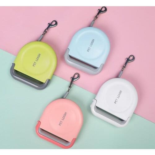 5M Automatic Telescopic Dog Tractor Retractable Leash Candy Colors Flat Rope P Chain Shrink Handle Pet Leash Portable Dog Chain