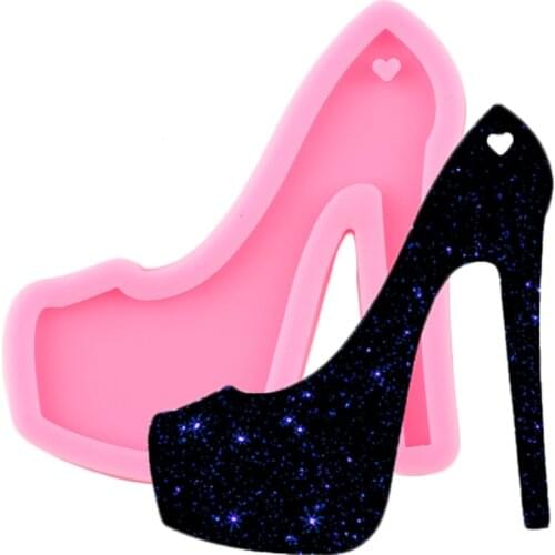 Shiny High Heels Silicone Molds For DIY Truck key Ring Shoes Epoxy Resin Mold Pendant Jewelry Making Craft Custom Keychain