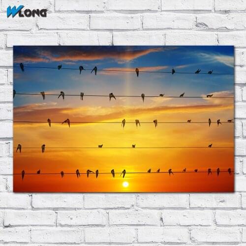 Large size Printing sunsets Birds swallows Clouds Wall Art Picture Home Decor Living Room Modern Canvas Print No Frame Paintings