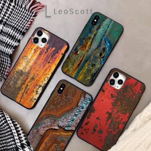 Rusty style Iron Phone Case for iPhone 11 12 pro XS MAX 8 7 6 6S Plus X 5S SE 2020 XR Soft silicone cover funda coque