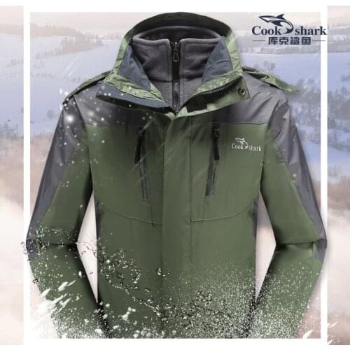Cook Shark 2020 outdoor jacket mens velvet padded windbreaker mens fashion jacket autumn and winter clothing