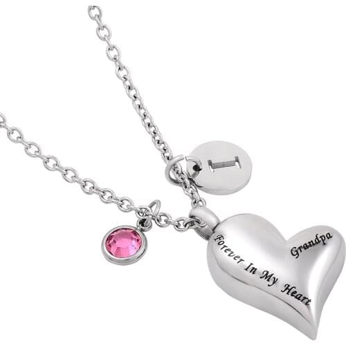 Grandpa Forever In My Heart Stainless Steel Memorial Jewelry for Ashes Keepsake Cremation Pendant Urn Necklace