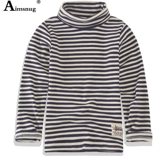 Unisex Girls Boys Fashion Stripes Long Johns Long Sleeve Mock Neck Shirt Kids Casual Pullovers 2021 Autumn Children Knitted Tops
