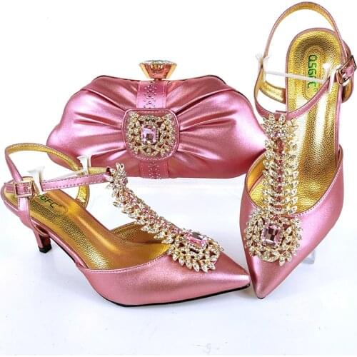 Doershow Italian Shoe with Matching Bag Sets African Woman Matching Italian Shoe and Bag Set Nigerian Shoes and Bag Set! HJU1-7