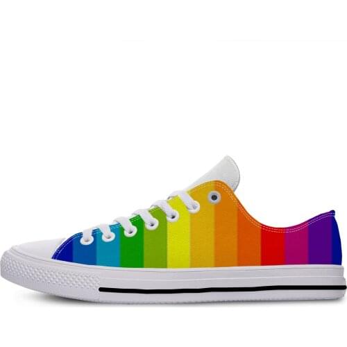 Rainbow spot stripe colorful watercolour mixture Fashion Lightweight Classic Cloth Shoes Men Women Casual Breathable Sneakers