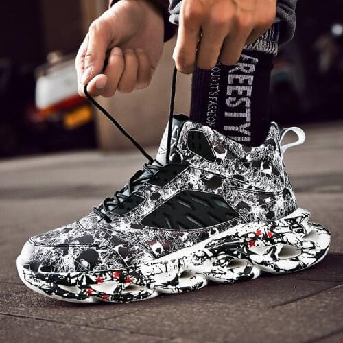 Fashion mens hip-hop shoes graffiti high-top breathable sports large size basketball shoes outdoor non-slip running shoes39-46