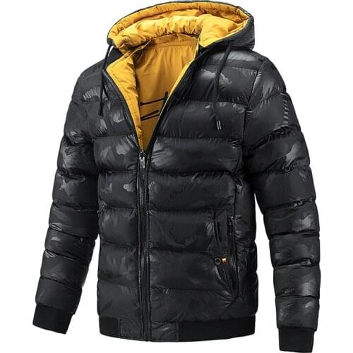 Double Face Removable Hat Winter Jacket Men Casual Solid Color Waterproof Parkas Men Winter camouflage Coat Men