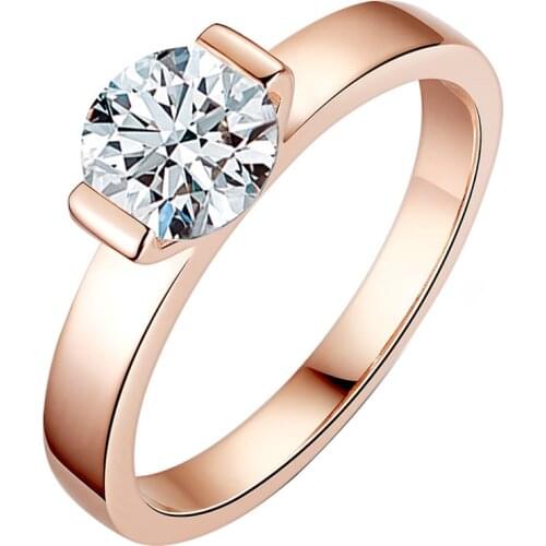 Rose Gold Big Diamond Rings Real S925 Sterling Silver Men and Women Luxury Engagement Charm Couple Wedding Party Gift Jewelry