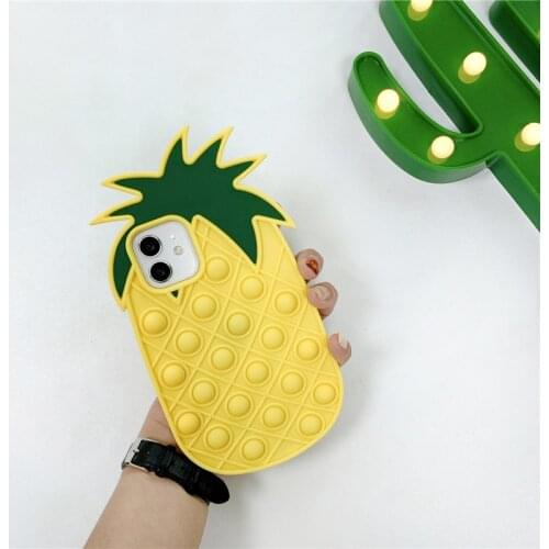 Cute 3D pineapple Phone Cases For iPhone 12 11 pro max mini 7 8 Plus 6 6s SE2 Xs Max XR X decompression gift Soft silicone Cover