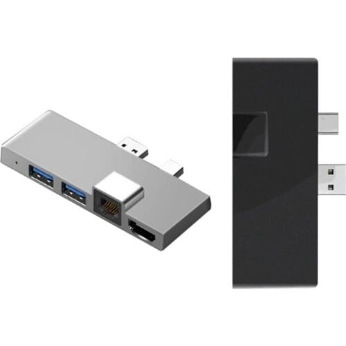 H7JF Upgrade New 6-in-1 USB Hub HDMI-Compatible USB3.1 Docking Station Adapter Compatible with Surface Pro Rj45 Lan SD TF