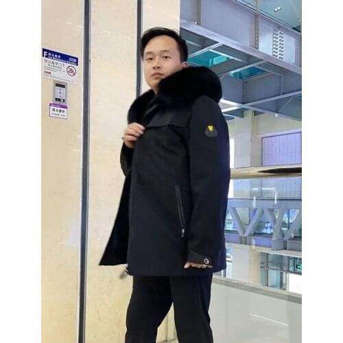 Fox Fur Hooded Parka Men Winter Real Fur Coat Warm Thick Business Jackets Hooded Style Custom All Size And Color