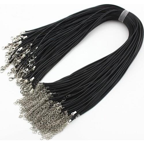 Black high quality 60CM Braided Rope Necklaces Lobster clasp Rope Chain 20PCS/lot Lobster Clasp String Cord
