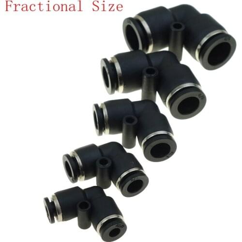 Pneumatic Air Fitting Push In To Connect Fitting Union Elbow Fractional Size For Tube OD 5/32" 1/4" 3/8" 1/2"