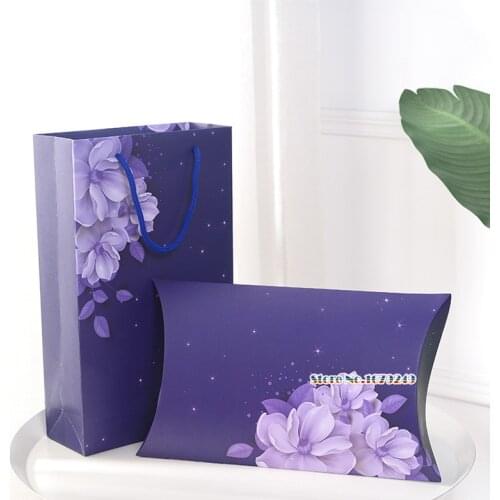 Blue pillow paper box and bag.clothing scarf T-shirt Silk scarf Underwear Underpants Packing Box,Pillow gift boxes.50set/lot