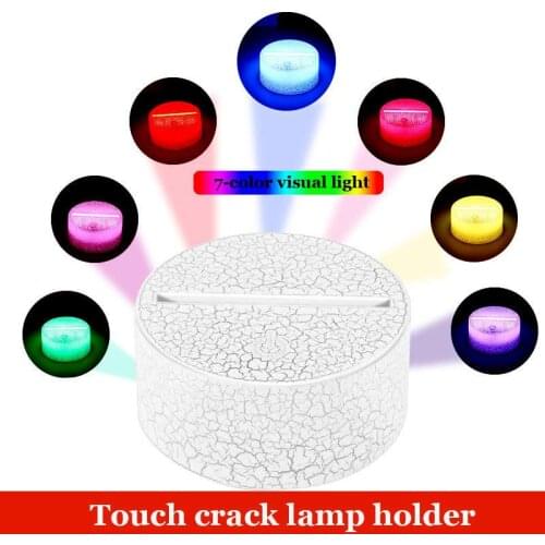 Modern 3D Lamp Holder Light Base Indoor Gift Lighting Fixture Display Luminous Crack Pattern 7 Color Home Wedding Decor