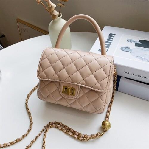 Simple Lock Fashion Rhombus Shoulder Bag 2021new Hong Kong Style Retro Ladies Luxury Casual Leather Chain Portable Messenger Bag