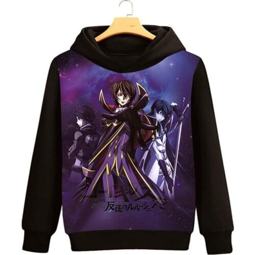 Anime Hoodies Code Geass Lelouch of the Rebellion 3D Hoodies Hooded Lelouch Lamperouge Cosplay Sweatshirts