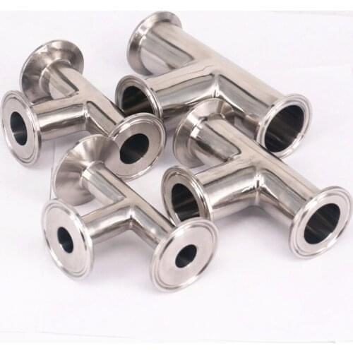 Tube O/D 12.7-108mm Tri Clamp 1/2" 1.5" 2" 2.5" 3" 4" Equal Tee 304 Stainless Steel Sanitary Ferrule Pipe Fitting Brew Beer