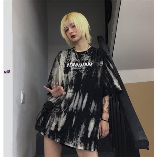 Vintage tops Harajuku Korean style ropa mujer women T-shirt streetwear tie dye punk vetement femme tee Kawaii aesthetic clothes