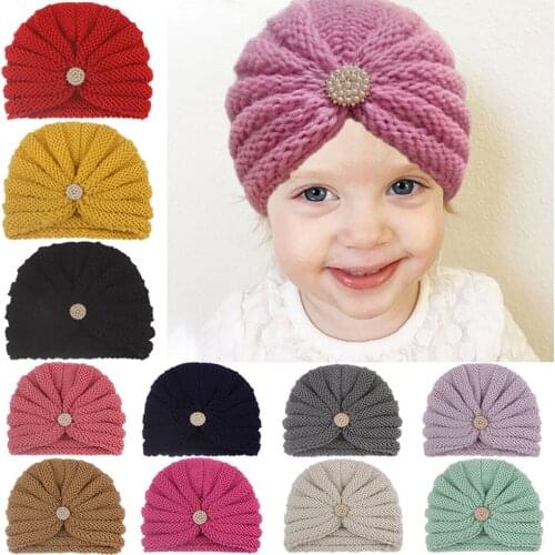 Knitted Winter Baby Hat for Girls Candy Color Bonnet Enfant Baby Beanie Turban Hats Newborn Baby Cap for Boys Accessories