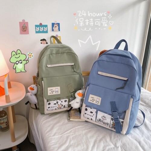 Japanese Fashion Womens Backpack Solid Color Casual Nylon Schoolbag For Girls Large-capacity Multi-compartment Travel Backpacks