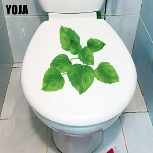 YOJA 21.8X19.4CM Mint Leaf Fresh Plant Living Room Wall Decor Cartoon WC Sticker Toilet T1-1562