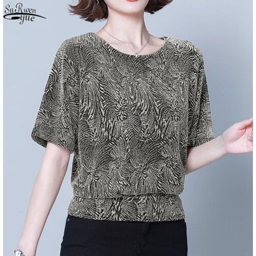 Fashion New Elegant Shiny Sequin Blouse Tunic Women Blouses Red Golden Shine Womens Blouses Plus Size Glitter Shirt Tops 14083