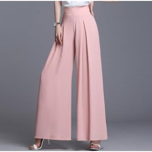 Plus size summer chiffon wide-leg pants women thin loose skirt pants big feet pants trousers women pants women cargo pants women