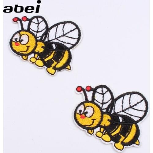 10pcs/lor Cartoon Bee Patch Kids Clothes Stickers Iron On Patches for Garments Shoes Backpack Hats Pants Coat Jeans