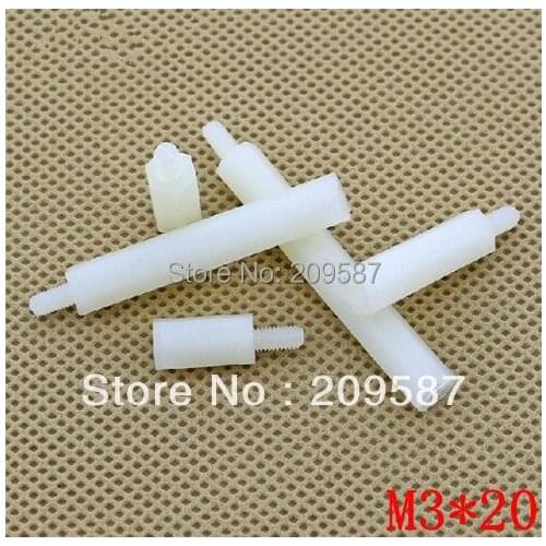 100pcs M3 x 20mm-6mm Nylon Hexagonal Female and Male Standoff Spacer HTS-320
