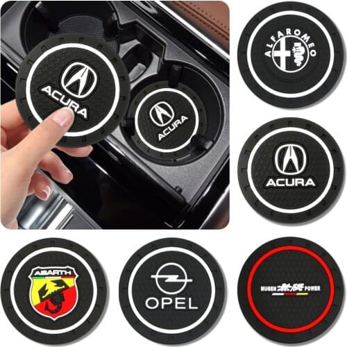 2pcs Anti-Slip Car Badge Water Cup Bottle Holder Mat Pad Coaster Accessories For Seat Chevrolet Hyundai Skoda Subaru Infiniti