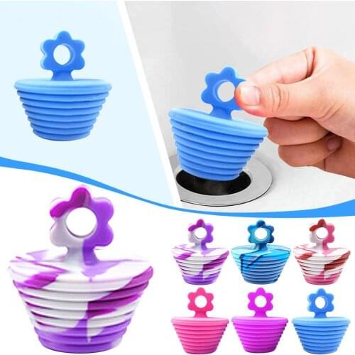 2 Pcs Drain Plug Flower Shape Kitchen Sink Plug Corrosion-resistant Easy to Use Silicone Drain Deodorant Plugs for Bathtub