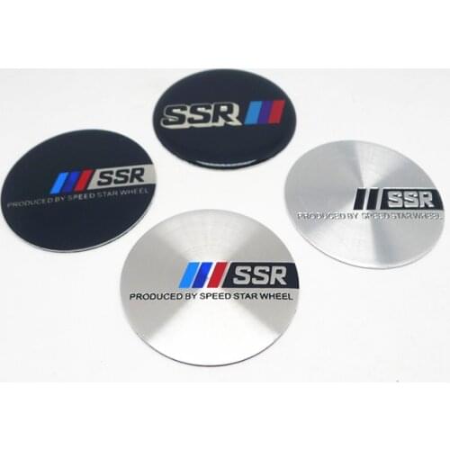 4pcs 50mm SSR Wheel Center Caps Sticker Emblem Badge Flat Surface Aluminum Logo Stickers