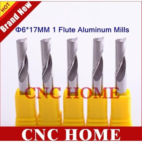 5pcs 6*17mm Import Single Flute CNC Aluminum Bits, Engraving End Mills Carbide Milling Cutter Tool in Cutting Aluminum, MDF, PVC
