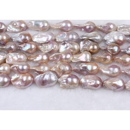 Big Size 100% Real Natural Freshwater Baroque Pearl Strand Purple Pink Color Charm Jewelry Beads