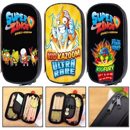 Students Cute Cartoon Super Zings Print Pencil Case Teens Stationery Bag Boy Girl Child Pencil Holder Kids Superzings Pen Bag