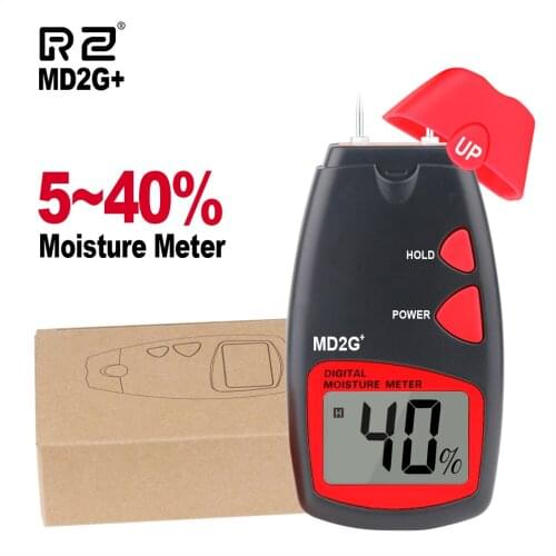 RZ Wood Moisture Meter Digital Moisture Meter Hanheld Portable Humidity Hygrometer Timber 2 Pins Sensor Tools Range 5%~40% MD2G