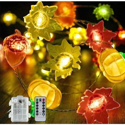 Halloween Decoration String Lights 3D Acorn Pumpkin Maple Leaf Lantern String Autumn String Lights LED Pumpkin Fairy Lights