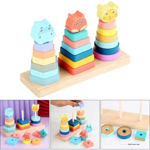 Geometric Stacker - Wooden Educational Toy, orting Board Montessori Kids Educational Toy, Learning Fine Motor Skills