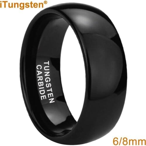 8MM Black wedding Band Tungsten Ring For Men Women Domed Polished And Comfort Fit