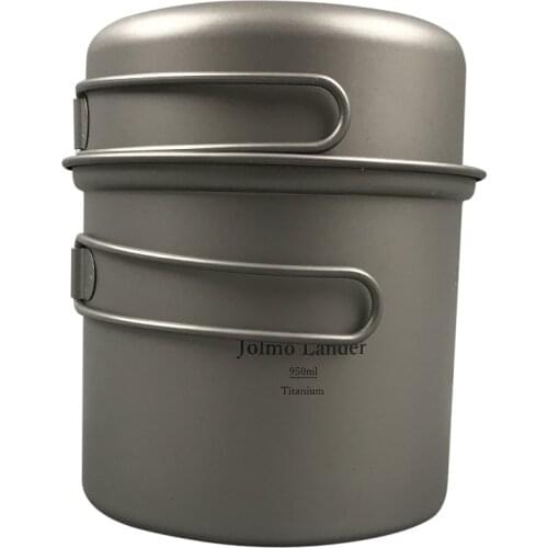 Jolmo Lander Outdoor Titanium Pot with Pan Camping Titanium Pot with Bowl ULTRA LIGHT Titanium Cookware Set 950ml