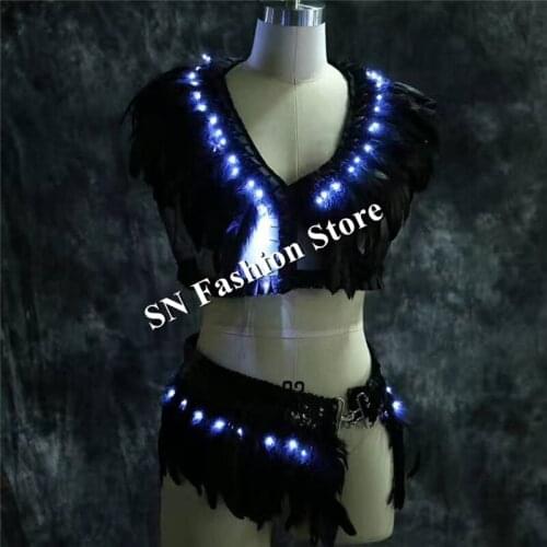 LZ24 Sexy women stage dance wears luminous light up nightclub performance show led costumes ballroom car model show clothes led