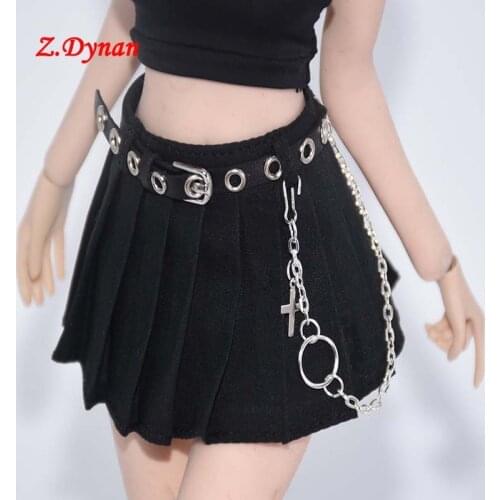 1/6 Scale Female clothing pleated mini skirt accessories Waist chain Leather belt match fit DIY 12 inch action figure