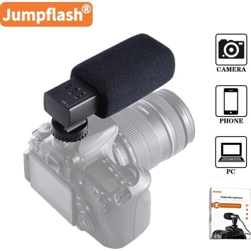 Camera Microphone with Stereo Pickup NCR Noise Cancel Microfone for DSLR Cell Phone Interview Live Recording Condenser Microphon