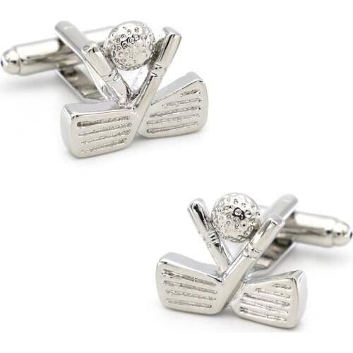 Mens Golf Club Cuff Links Copper Material Silver Color