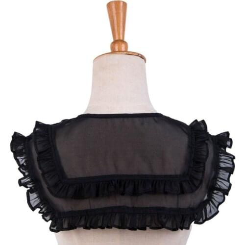 2020 Preppy Style Women Girls Doll Tiered Ruffles Fake Collar Bottoming Shirt Shawl